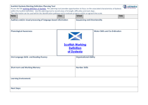 Scottish Dyslexia Working Definition Planning Tool