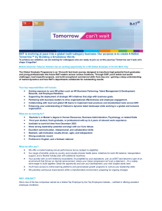 BAT Vietnam HR Global Graduate Programme 2025