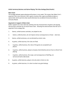 Business Ethics: Game Analogy Critique