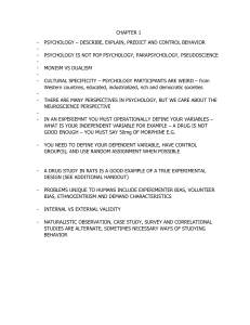 Psychology Chapter 1 Lecture Notes: Behavior and Research Methods