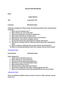 Song Profile Worksheet for Music Analysis