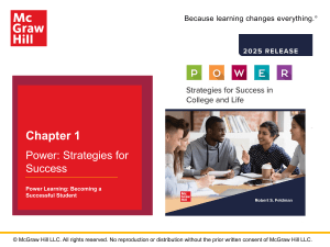 Power Learning: Strategies for College Success - McGraw Hill