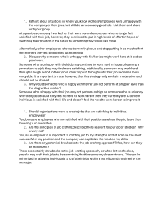 Job Satisfaction & Motivation Worksheet
