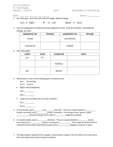 CH1010 Quiz 7: General Chemistry