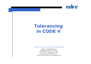CODE V Tolerancing Guide for Optical Design