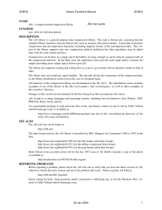 ZLIB(3) Library Functions Manual: zlib Compression/Decompression Library