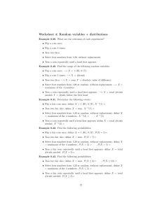 Worksheet 4: Random Variables and Distributions