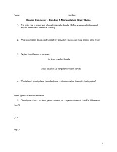 Honors Chemistry Bonding & Nomenclature Study Guide