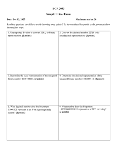 EGR 2033 Sample Final Exam: Digital Logic Questions