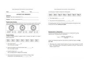 Accuracy and Precision Worksheet