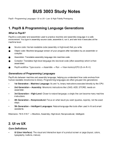BUS 3003 Study Notes: Pep/9, UI/UX, and Prototyping