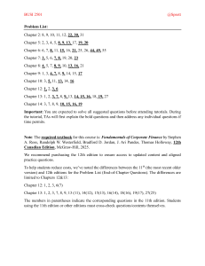 BUSI 2501 Problem List: Corporate Finance Questions