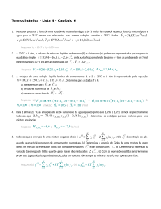 Lista de Exerc&iacute;cios de Termodin&acirc;mica: Cap&iacute;tulo 6