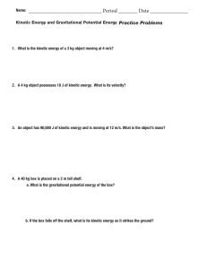 Kinetic and Potential Energy Practice Problems Worksheet