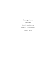 Summary of Introduction to Criminal Justice Course