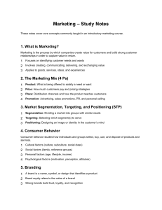 Marketing Study Notes: Core Concepts Overview