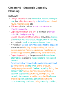 Strategic Capacity Planning Summary and Definitions