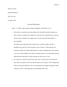 Annotated Bibliography: Gatto's Against School