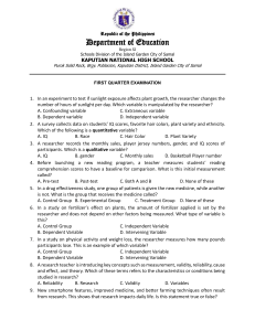 First Quarter Research Exam: Variables & Methods