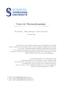 Cours de Thermodynamique - Sorbonne Universit&eacute;