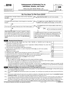 IRS Form 2210 2024 Underpayment of Estimated Tax