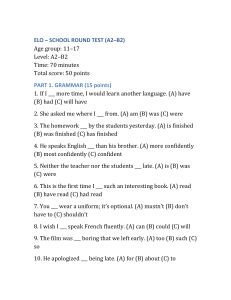 ELO School Round Test A2-B2 English Exam