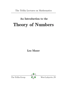 An Introduction to the Theory of Numbers by Leo Moser