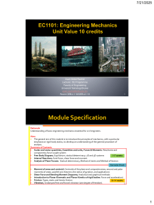 Engineering Mechanics Statics Lecture Notes UTB