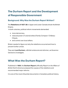 Durham Report and Responsible Government Development