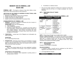 Criminal Law Book One: Memory Aid on Felonies and Circumstances