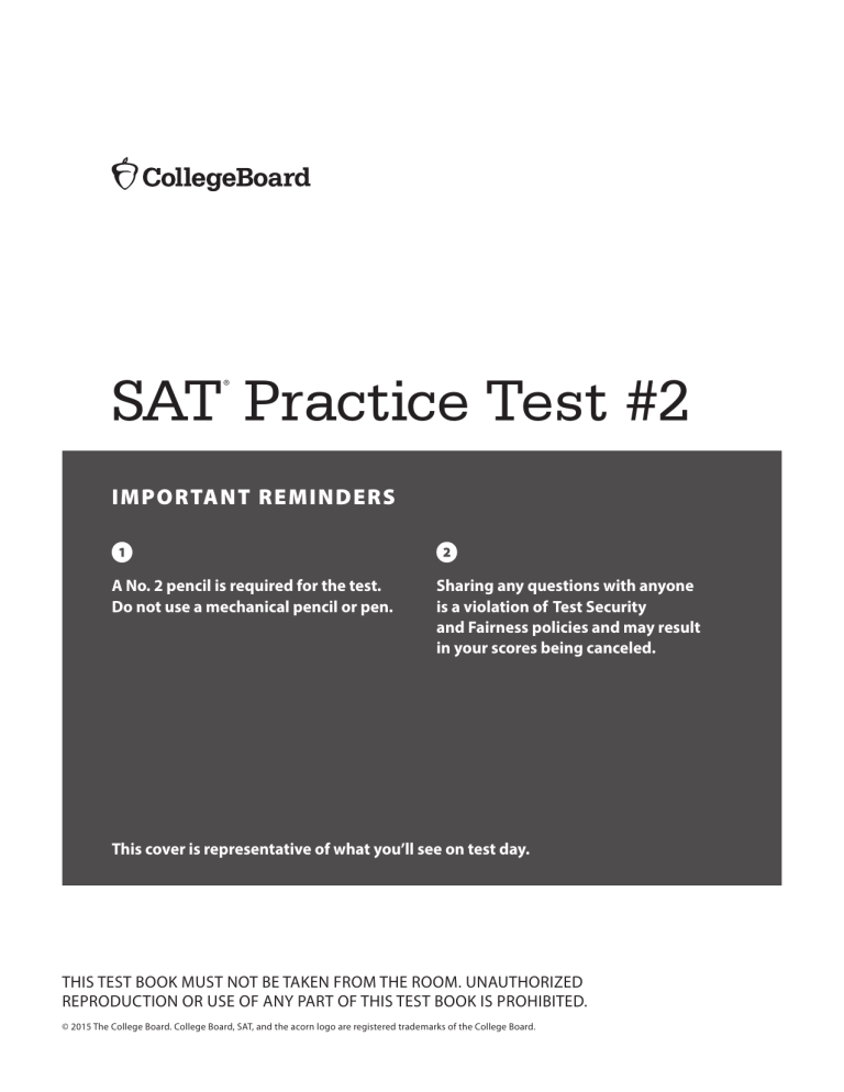 SAT Practice Test #2: Reading, Writing & Math Questions