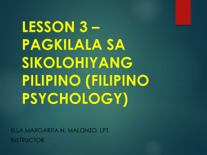 Sikolohiyang Pilipino: Lecture on Filipino Psychology