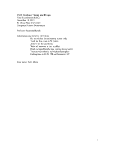 CSCI Database Theory and Design Final Exam