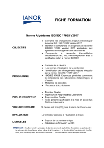 Formation Norme Alg&eacute;rienne ISO/IEC 17025 V2017