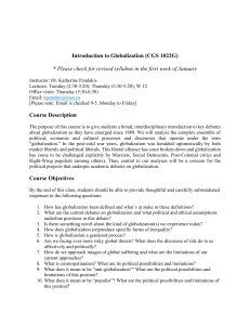 Introduction to Globalization Course Syllabus