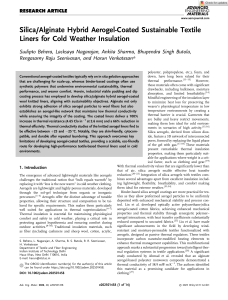 Silica/Alginate Hybrid Aerogel Textile Liners for Cold Weather