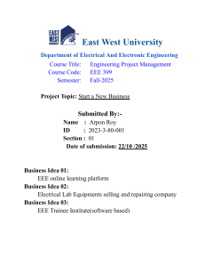 Engineering Project Management: New Business Ideas for EEE