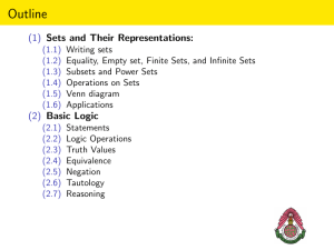 Sets and Logic: Outline and Exercises