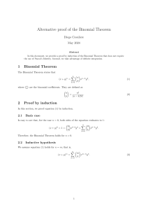 Alternative Proof of the Binomial Theorem