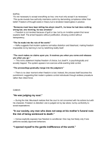 Analysis of Kafka, Camus, Orwell on Freedom