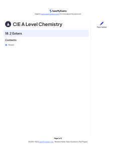 CIE A Level Chemistry Esters Revision Notes