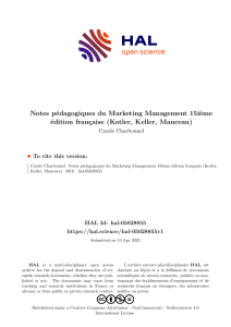 Notes p&eacute;dagogiques Marketing Management 15e &eacute;dition