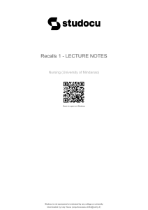 Recalls 1 - Nursing Lecture Notes