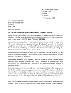Deputy Head Primary School Application