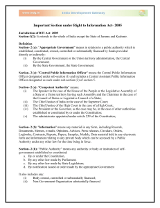 Important Sections of RTI Act 2005