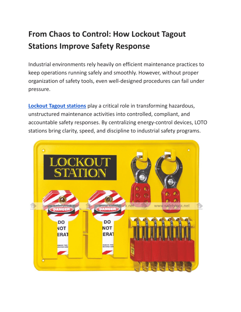 Lockout Tagout Stations: Guide to Industrial Safety