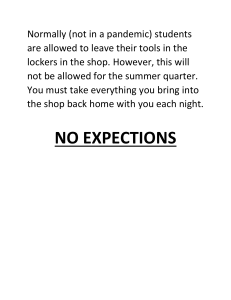 Shop Tool Storage Notice for Summer Quarter