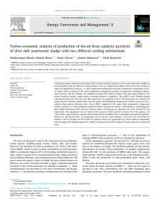 Techno-economic analysis of bio-oil production from olive mill wastewater sludge
