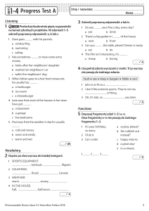 Brainy Class 5 Units 1-4 Progress Test A - Macmillan Polska
