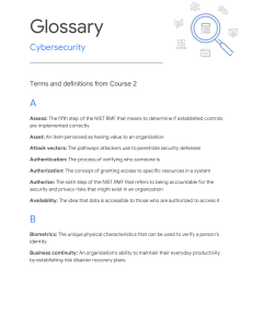 Cybersecurity Glossary: Course 2 Terms